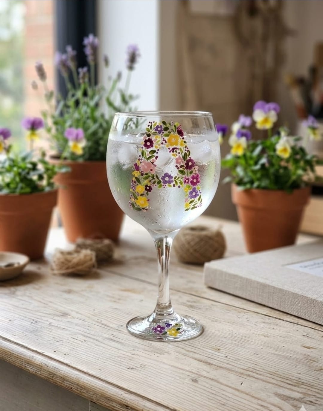 Taça Gin/Vidro, personalizada ,pintada a mão